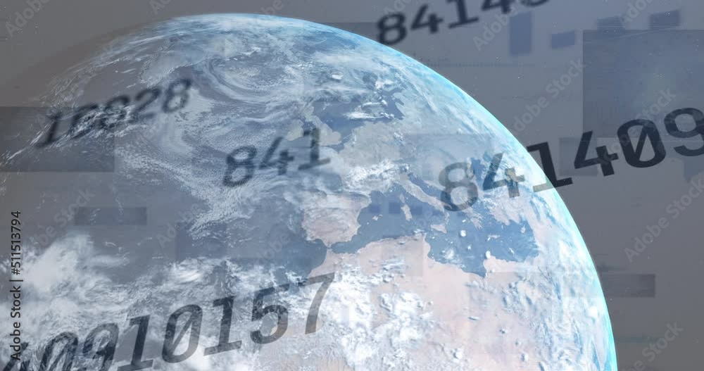 Animation of data processing over globe Animation of data processing over globe