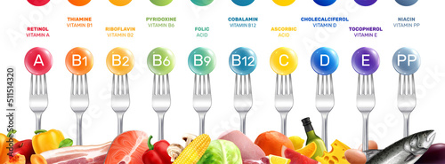 Realistic Vitamin Forks Composition