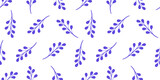 Blue vector background with leaves, seamless pattern
