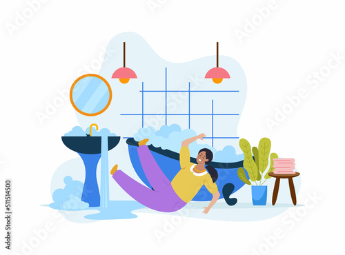 Flat Falling Woman Illustration