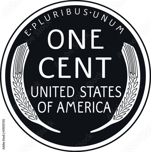 one cent american dollar black design handmade silhouette