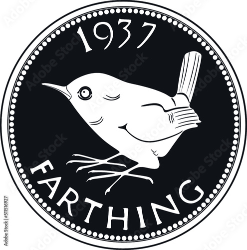 england coin farthing vector design vintage 1937