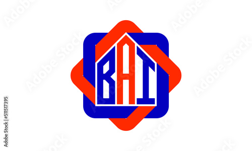 BAI three letter real estate logo with home icon logo design vector template | construction logo | housing logo | engineering logo | initial letter logo | minimalist logo | property logo |	