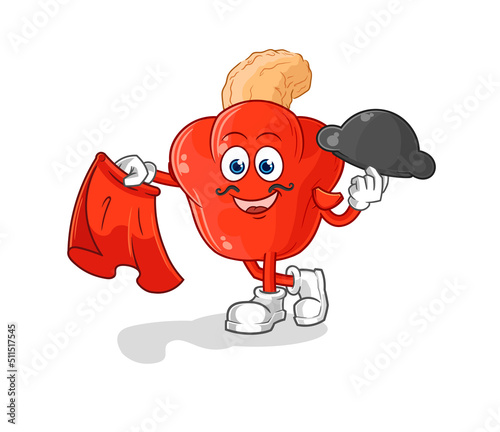 cashew fruit matador with red cloth illustration. character vector