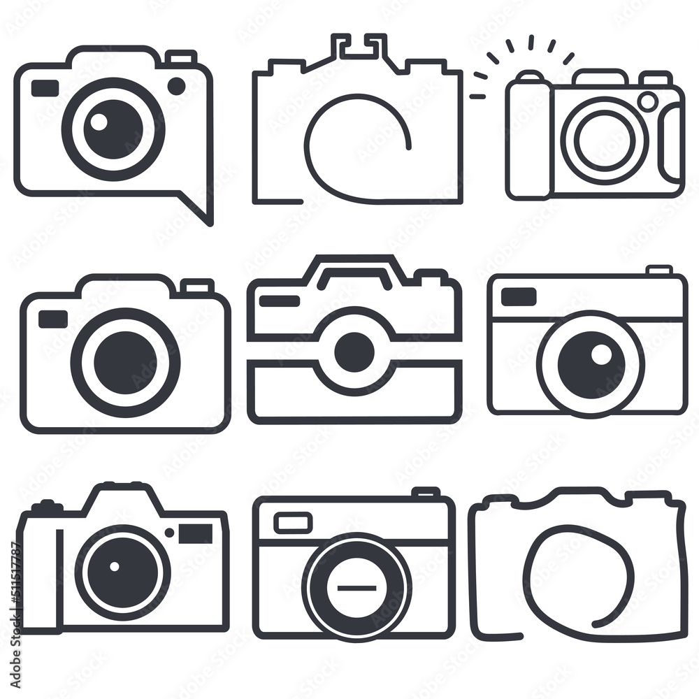 camera of line icons sign set camera of line icons sign set
