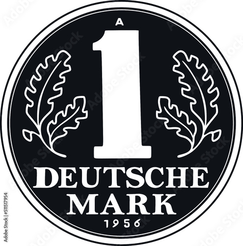 german one mark coin year 1956  handmade silhouette