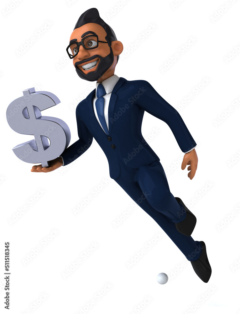 Fun 3D cartoon illustration of an indian businessman Fun 3D cartoon illustration of an indian businessman