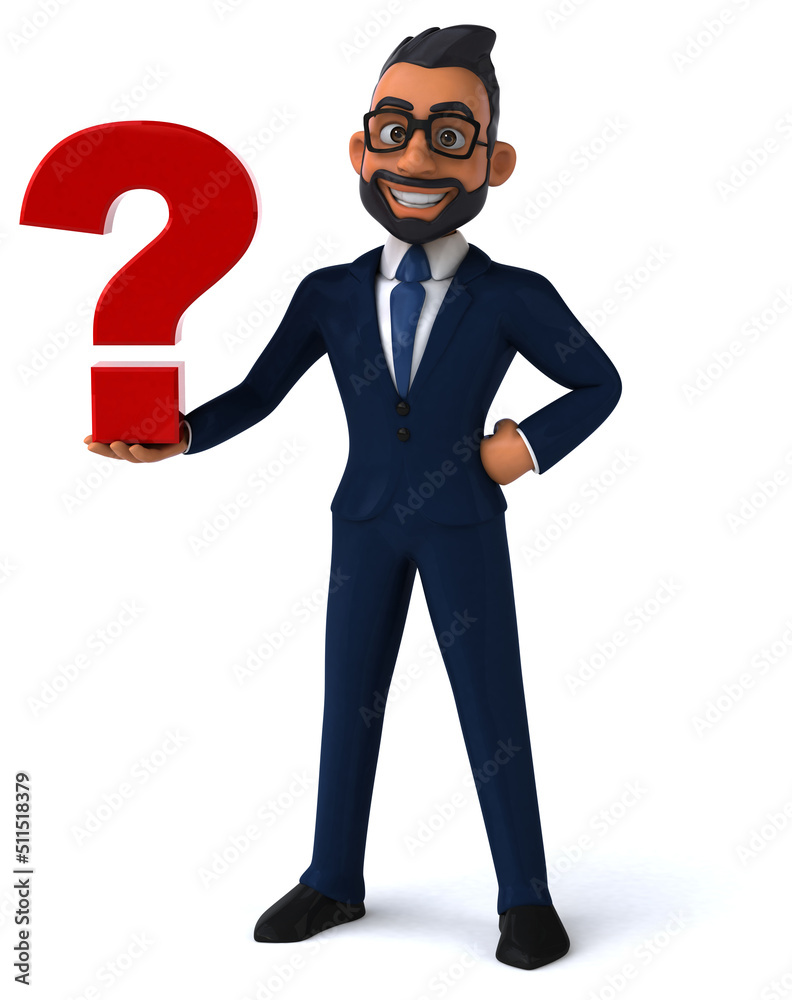 Fun 3D cartoon illustration of an indian businessman Fun 3D cartoon illustration of an indian businessman