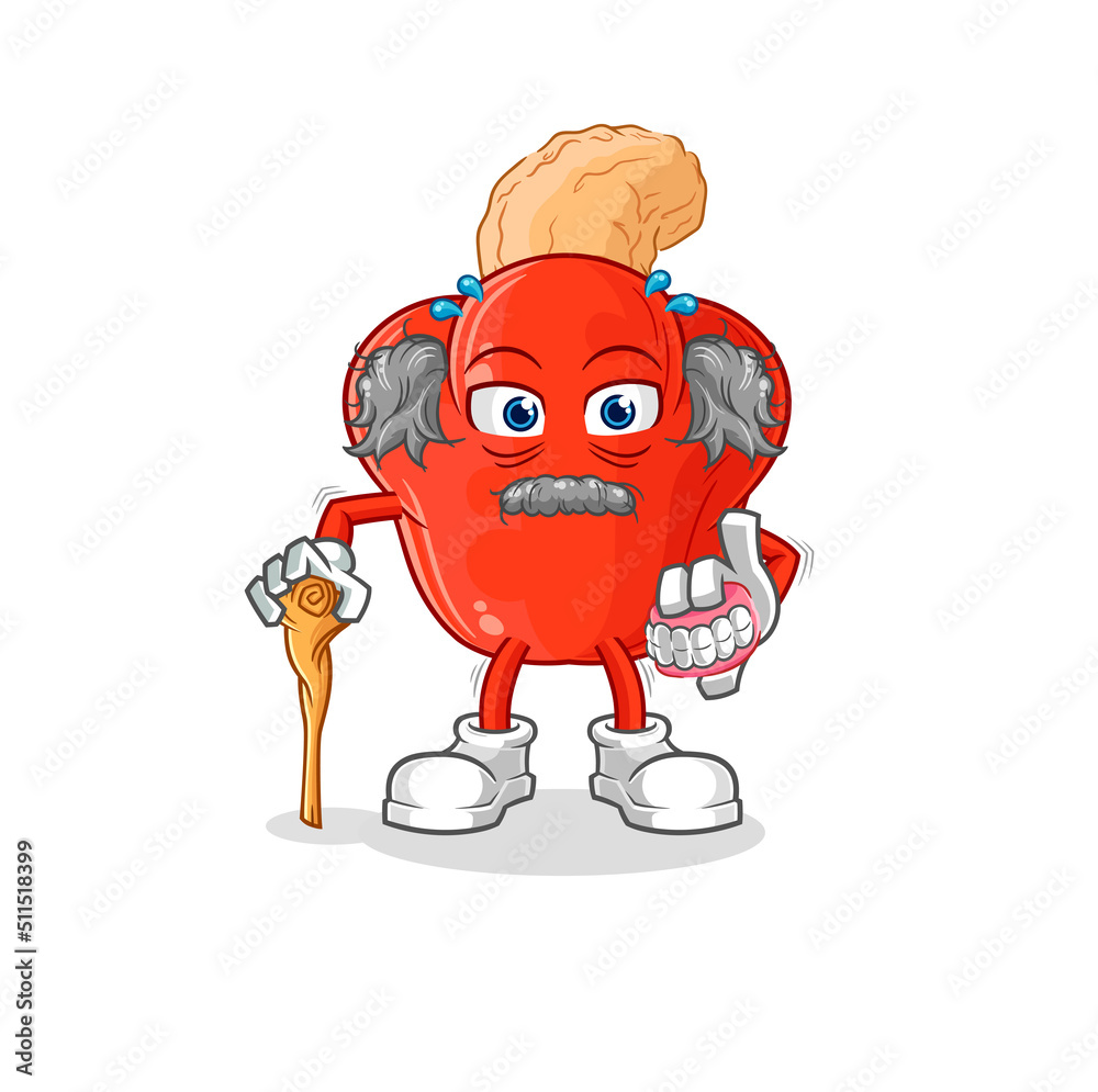 Obraz premium cashew fruit white haired old man. character vector
