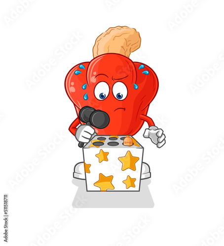cashew fruit play whack a mole mascot. cartoon vector