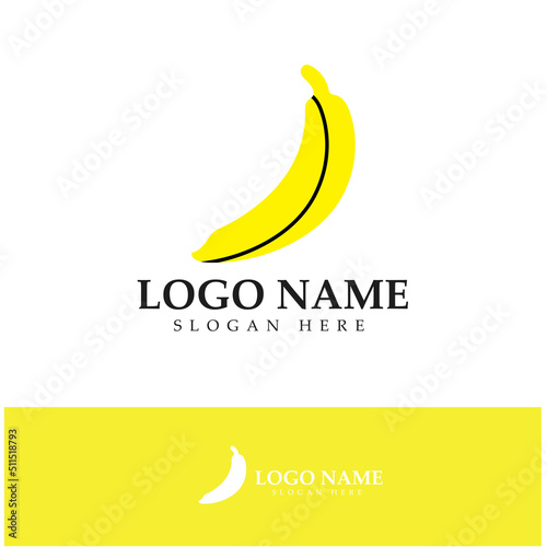 Ripe banana logo using dominant yellow color. Using modern vector concept design