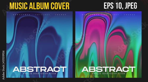 Music Album Cover for the Web Presentation. Colorful Vector Background. Abstract postcard set. Posters Template. Vinyl and CD DVD artwork design. Square banners, brochure, book. Electronic Music   