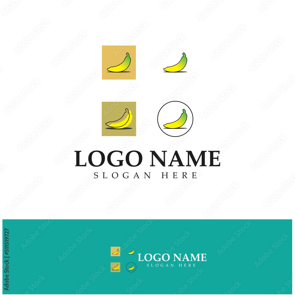 Ripe banana logo using dominant yellow color. Using modern vector concept design Ripe banana logo using dominant yellow color. Using modern vector concept design