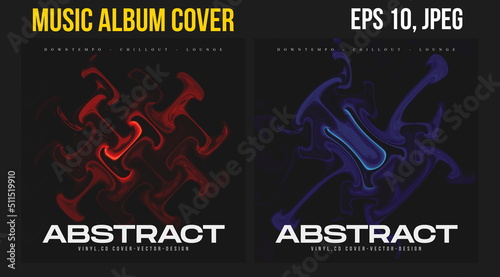 Music Album Cover for the Web Presentation. Colorful Vector Background. Abstract postcard set. Posters Template. Vinyl and CD DVD artwork design. Square banners, brochure, book. Electronic Music   