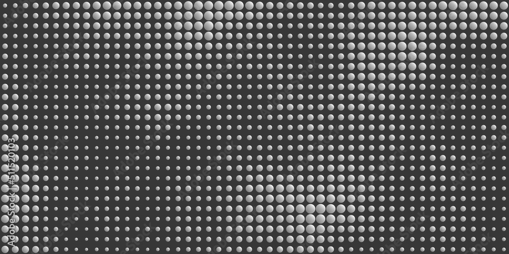 Abstract Dark Black and White Pattern of Spots of Various Sizes, Geometric Mosaic Texture with Random Shades of Gray - Generative Art, Vector Background Design
