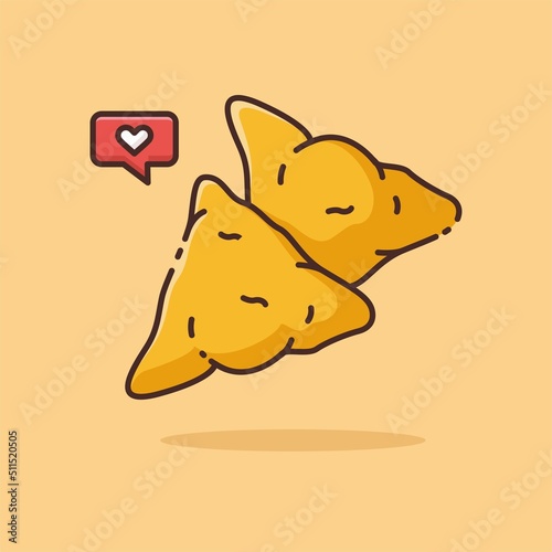 Illustration vector graphic of Tortilla Chips. Tortilla Chip's minimalist style is isolated on an orange background. The illustration is suitable for web landing pages, banners, flyers, stickers, etc