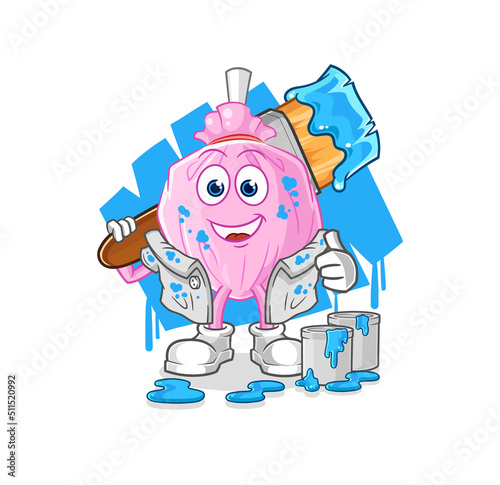 cute candy painter illustration. character vector