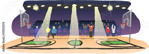 Illustration of a basketball hall. Stadium, sports, spectators, floodlights, eps ready to use. For your design