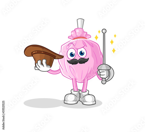 cute candy fencer character. cartoon mascot vector