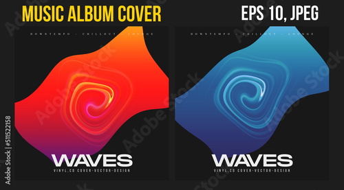 Music Album Cover for the Web Presentation. Colorful Vector Background. Abstract postcard set. Posters Template. Vinyl and CD DVD artwork design. Square banners, brochure, book. Electronic Music   