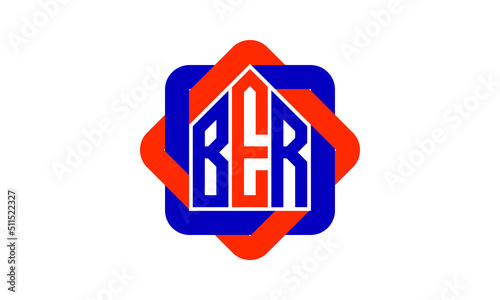 BER three letter real estate logo with home icon logo design vector template | construction logo | housing logo | engineering logo | initial letter logo | minimalist logo | property logo |	