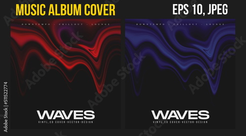 Music Album Cover for the Web Presentation. Colorful Vector Background. Abstract postcard set. Posters Template. Vinyl and CD DVD artwork design. Square banners, brochure, book. Electronic Music   