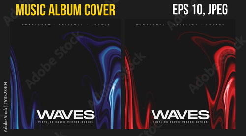 Music Album Cover for the Web Presentation. Colorful Vector Background. Abstract postcard set. Posters Template. Vinyl and CD DVD artwork design. Square banners, brochure, book. Electronic Music   