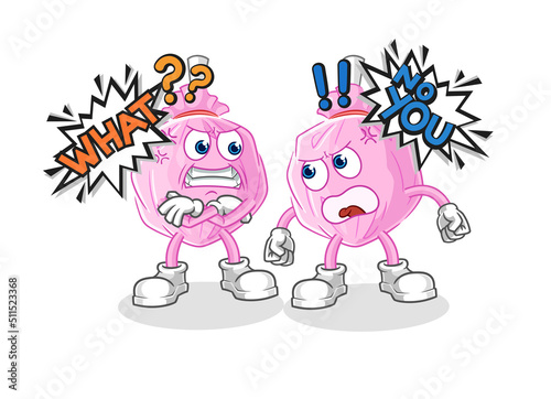 cute candy arguing each other cartoon vector