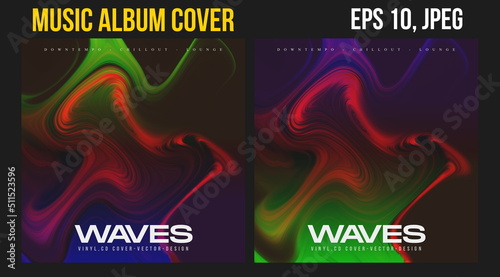 Music Album Cover for the Web Presentation. Colorful Vector Background. Abstract postcard set. Posters Template. Vinyl and CD DVD artwork design. Square banners, brochure, book. Electronic Music   