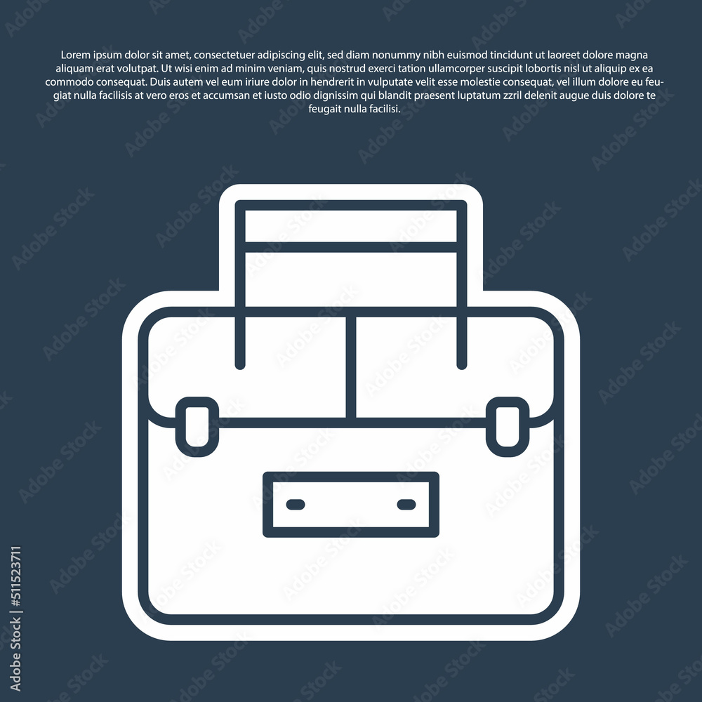 Blue line Case or box container for wobbler and gear fishing equipment icon isolated on blue background. Fishing tackle. Vector Blue line Case or box container for wobbler and gear fishing equipment icon isolated on blue background. Fishing tackle. Vector