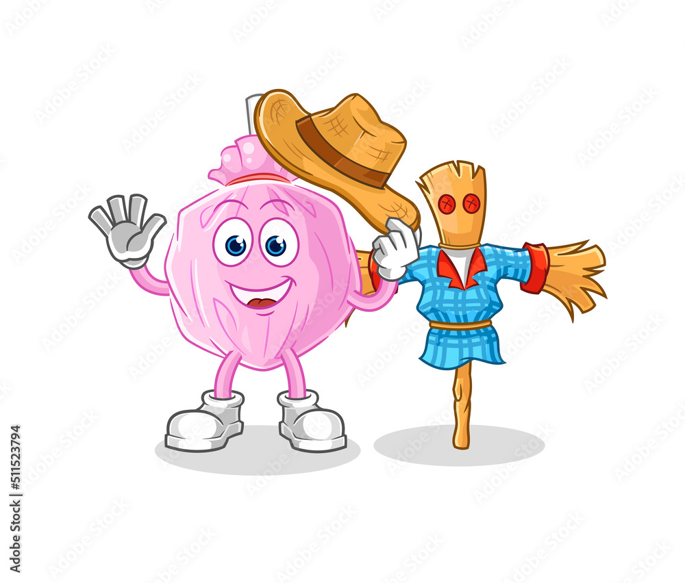 Fototapeta premium cute candy with scarecrows cartoon character vector
