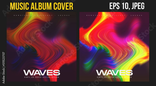 Music Album Cover for the Web Presentation. Colorful Vector Background. Abstract postcard set. Posters Template. Vinyl and CD DVD artwork design. Square banners, brochure, book. Electronic Music   