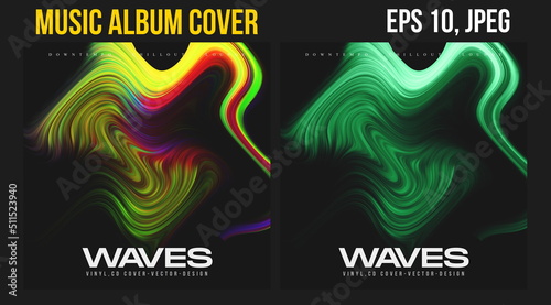 Music Album Cover for the Web Presentation. Colorful Vector Background. Abstract postcard set. Posters Template. Vinyl and CD DVD artwork design. Square banners, brochure, book. Electronic Music   