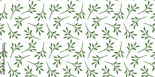 Green and white background with leaves  seamless pattern