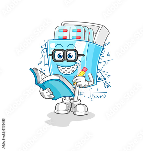 medicine package geek cartoon. cartoon mascot vector