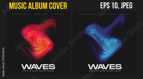 Music Album Cover for the Web Presentation. Colorful Vector Background. Abstract postcard set. Posters Template. Vinyl and CD DVD artwork design. Square banners, brochure, book. Electronic Music   