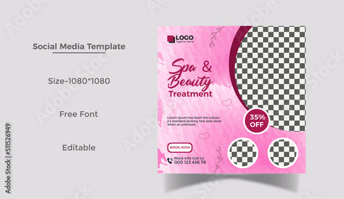 Spa and Beauty Facebook Social Media and Instagram Post Design Template