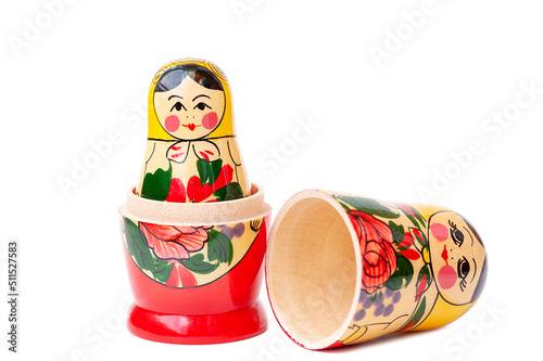 Open Russian doll Matryoshka on a white background