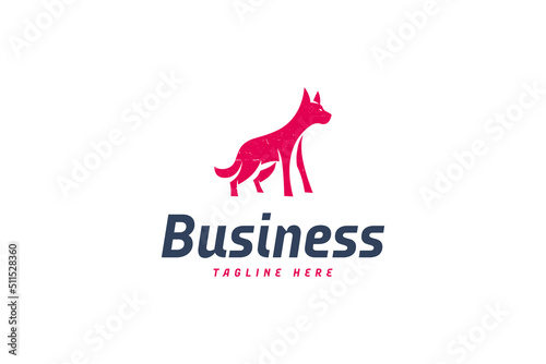 Dog logo with simple sketch in red