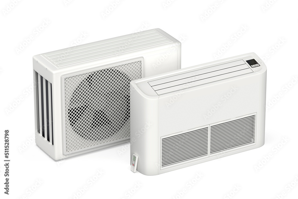 Floor mounted air conditioner with remote control and outdoor unit Floor mounted air conditioner with remote control and outdoor unit