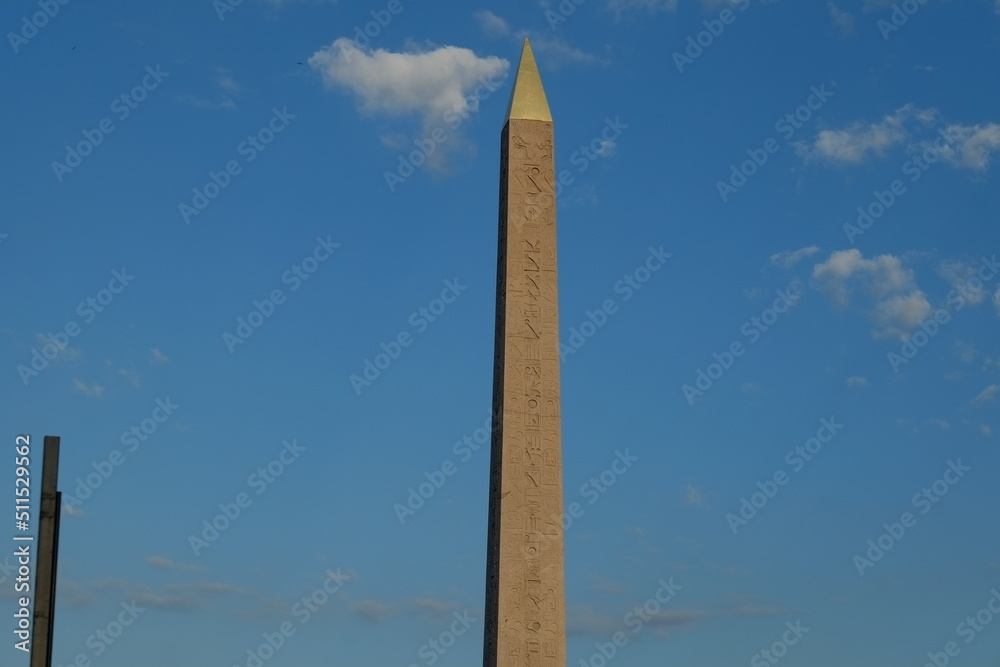 A close-up of the Obelisk located on the Concord square, just after its renovation. Paris, France, the 15th June 2022.