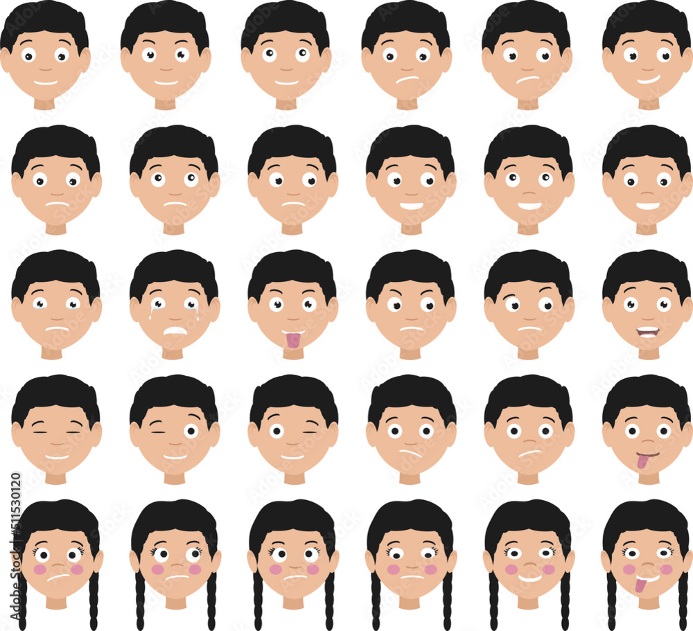 different facial gestures and facial expressions and icons set different facial gestures and facial expressions and icons set