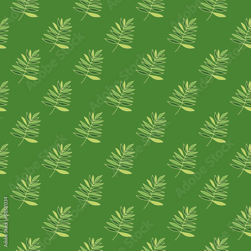 Abstract outline tropical palm leaves seamless pattern. Jungle leaf wallpaper.