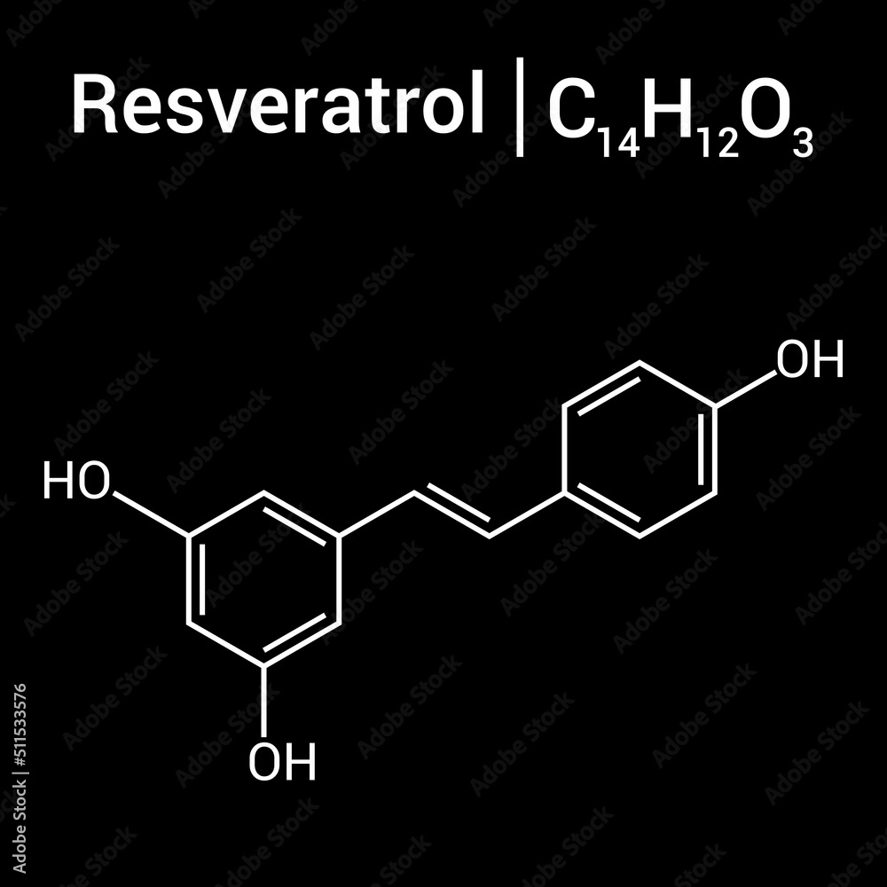 chemical structure of Resveratrol (C14H12O3)