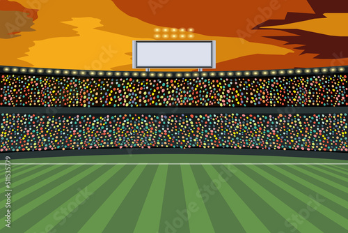 soccer stadium with green grass. Vector illustration