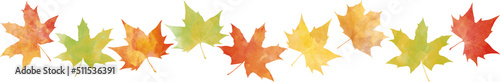 Photo Autumn vector watercolor set with maple leaves
