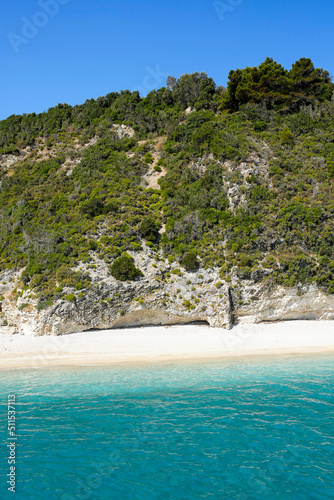 beautiful Xigia beach on Zakynthos island with large amounts of sulfur helthy for the skin, Ionian Sea, Greece photo