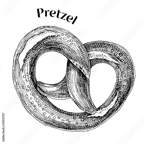 Salty pretzel isolated on a white background