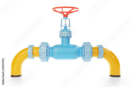 Gas industry, Gas control equipment. 
Oil gas industry sanctions, embargo. 3d illustration isolated on white background.