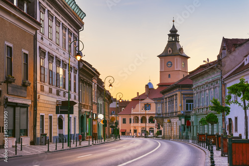European old town. Historical center of Brasov, Romania photo